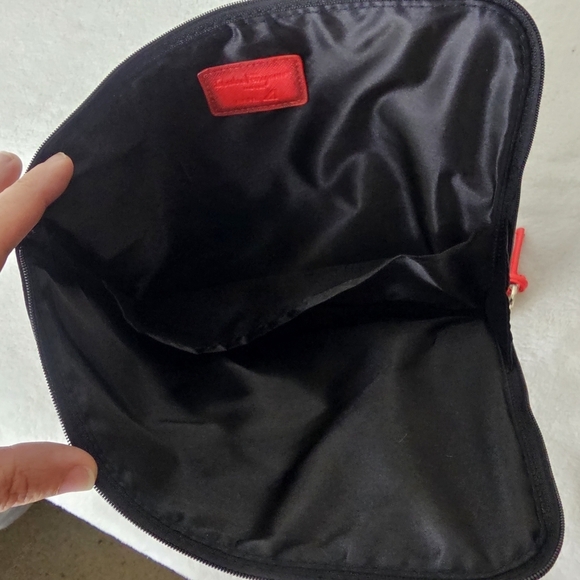 Salvatore Ferragamo Vegan Leather Toiletry Folio Pouch Red Trim Travel Case - Picture 5 of 9